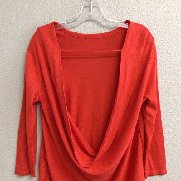 Ba&Sh Womens Solid Knit Open Twist Back Cashmere Silk Sweater Red - Picture 5 of 12